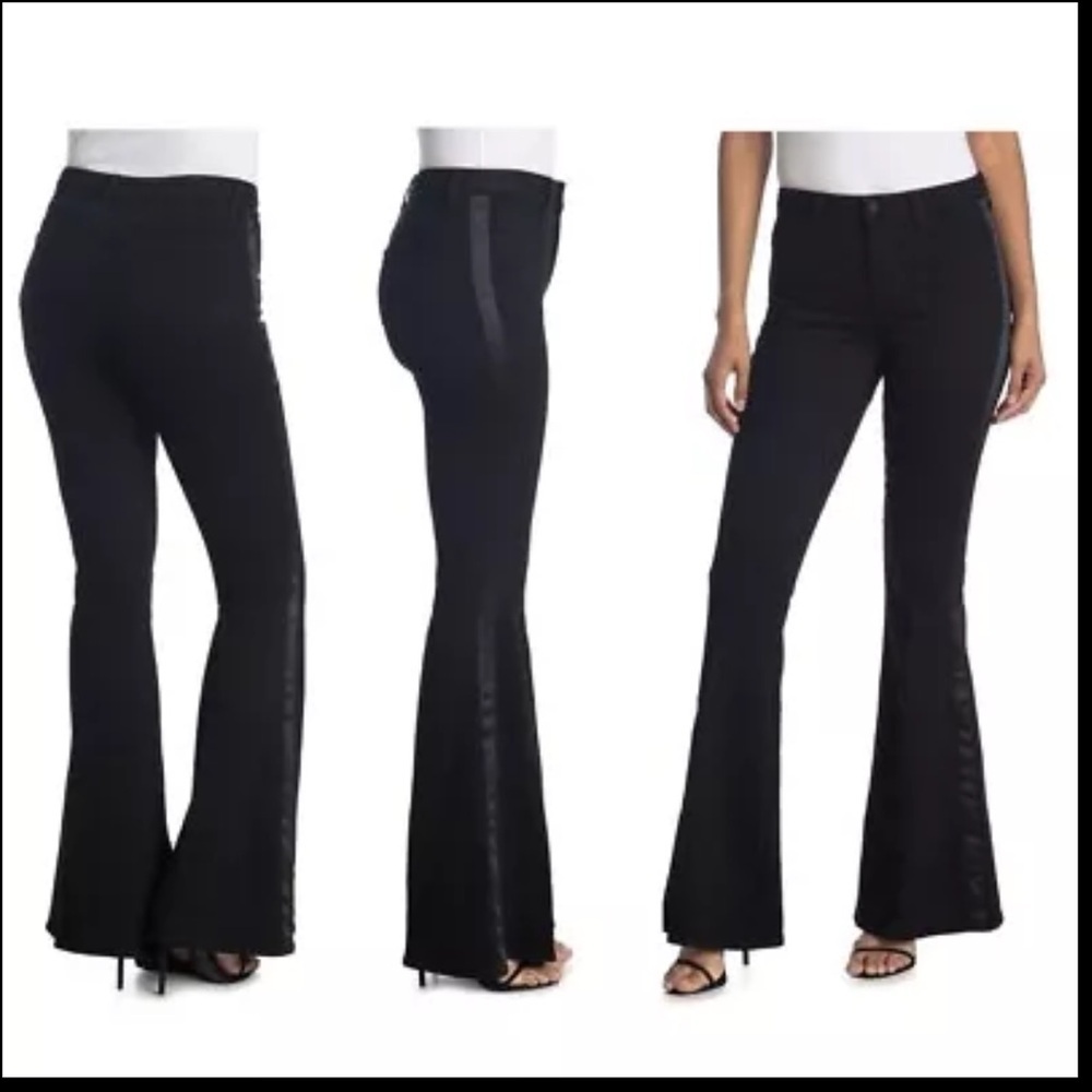 L'AGENCE Black Flared Jeans with Side Stripe